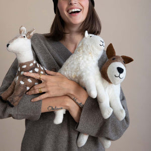 Mulxiply's handfelted animals, Pom Pom Slippers and knit accessories are perfect to gift and get.