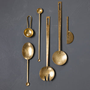 Handforged Brass Kitchen Utensils by Ember in Maine. Made in Nepal by Mulxiply and Campfire Pottery.