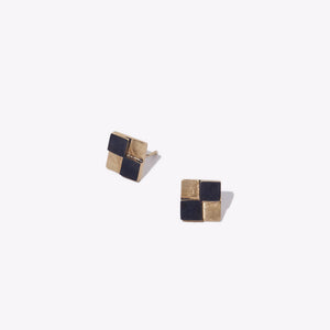 On trend checkerboard earrings in mixed metals by Mulxiply