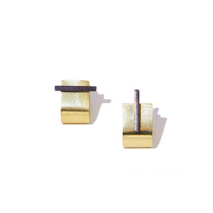 Dash Cuff Huggie Earrings in mixed metals by mulxiply.