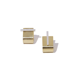 Dash Huggie Cuff Earrings in brass and silver by Mulxiply