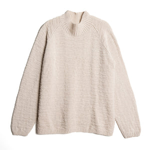 Merino Handknit Purlstripe Sweater - Almond White