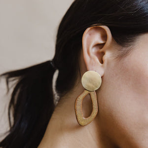 Canyon Earrings by Mulxiply and Campfire Pottery in Terracotta and Brass
