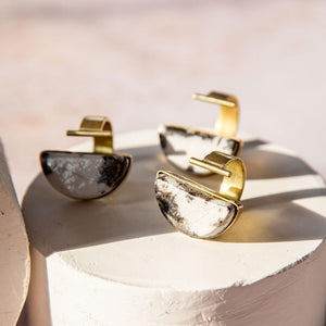 Unique brass rings to wear with your capsule wardrobe.