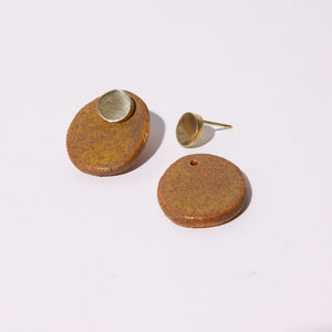 Convertible Terracotta Earrings by Campfire Pottery and Mulxiply in Portland, Maine.