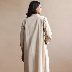 Sustainable fashion shirtdress in organic, handwoven cotton by Mulxiply.