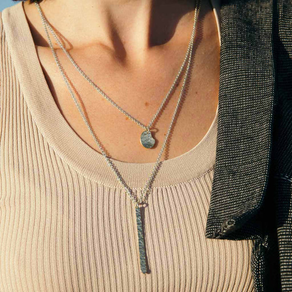 White Gold Palette Necklace, Made in U.S.A. 14K White Gold Chain