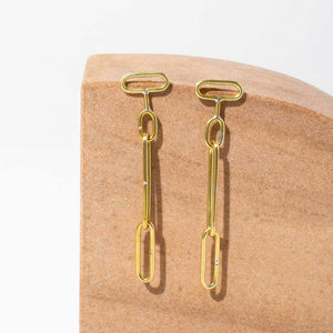 Shapes and links create these modern chandelier earrings by MULXIPLY.