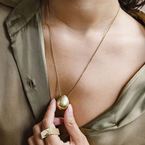 Brass pod necklace. Solid statement necklace handmade by Mulxiply