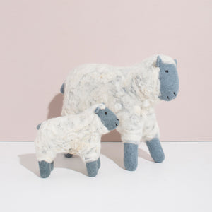 MULXIPLY Hand Felted Grey Sheep Duo Stuffed Animals