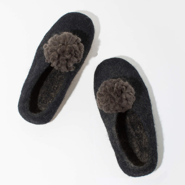 Black pom pom hotsell slippers