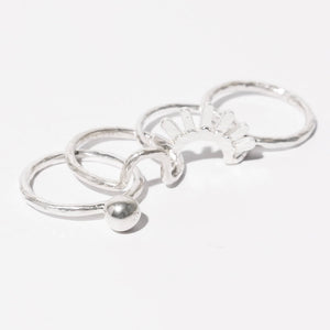 Stacking Rings in hammered Sterling Silver by Mulxiply. Create your own collection.