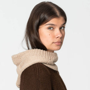 Beige cowl neck balaclava