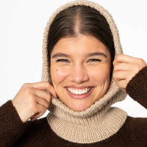 Alpaca balaclava in natural beige