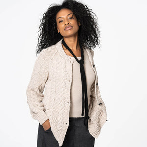 Classic natural cable knit cardigan with buttons