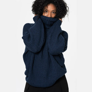Cozy funnel neck sweater. Ethically crafted by Dinadi in Nepal.