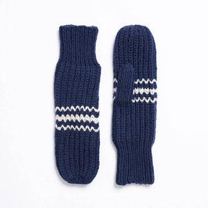 Classic striped mittens in navy