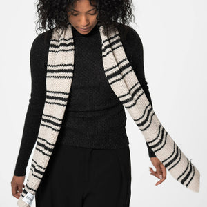 Handmade Unisex striped scarf in black and white