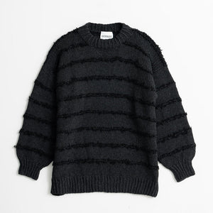 Merino Handknit Striped Sweater - Onyx Grey