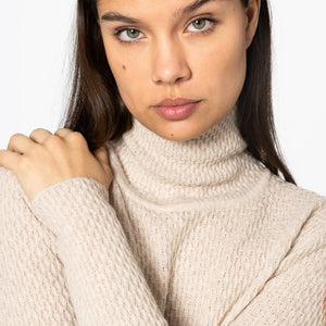 Mock turtleneck in delicate transparent weave