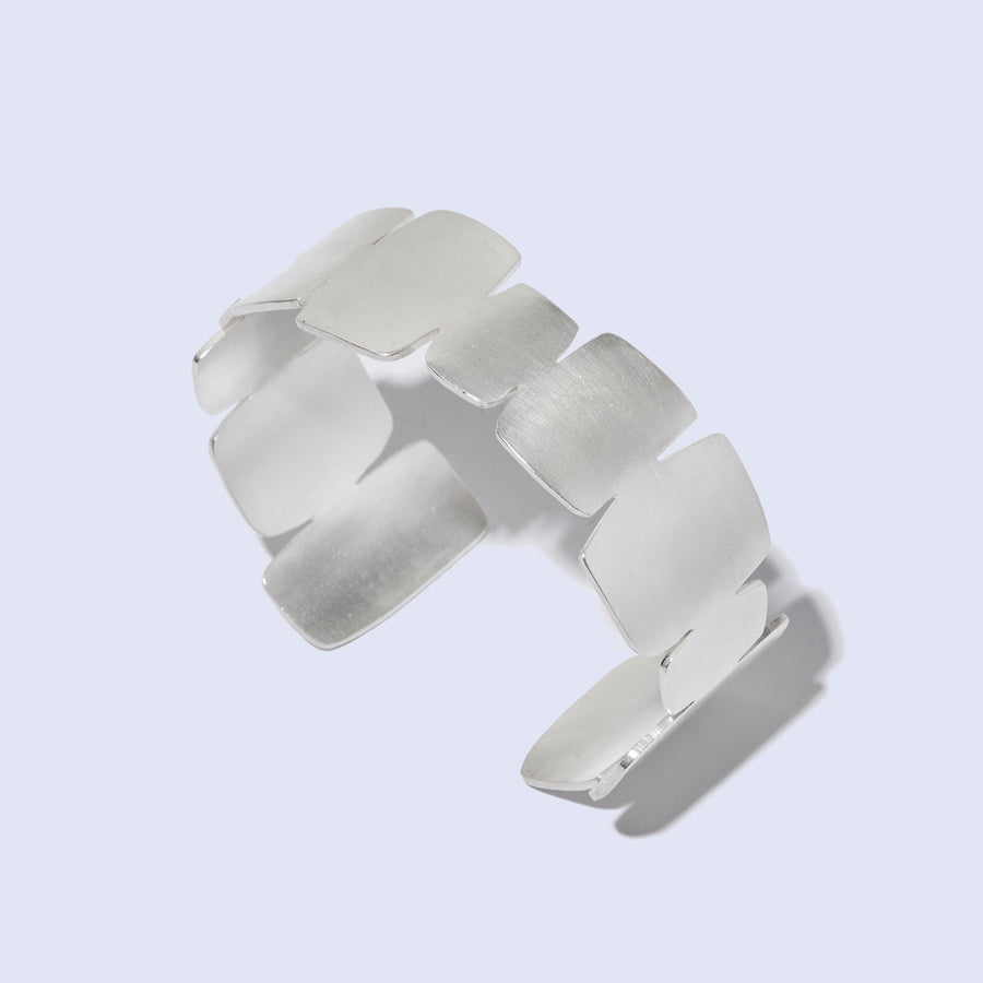 Sterling Silver Mod Shape Cuff Bangle