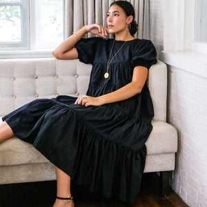 Black Ruffle Dress - Ethically Made Fashion by MULXIPLY Black Ruffle Dress - Ethically Made Fashion by MULXIPLY