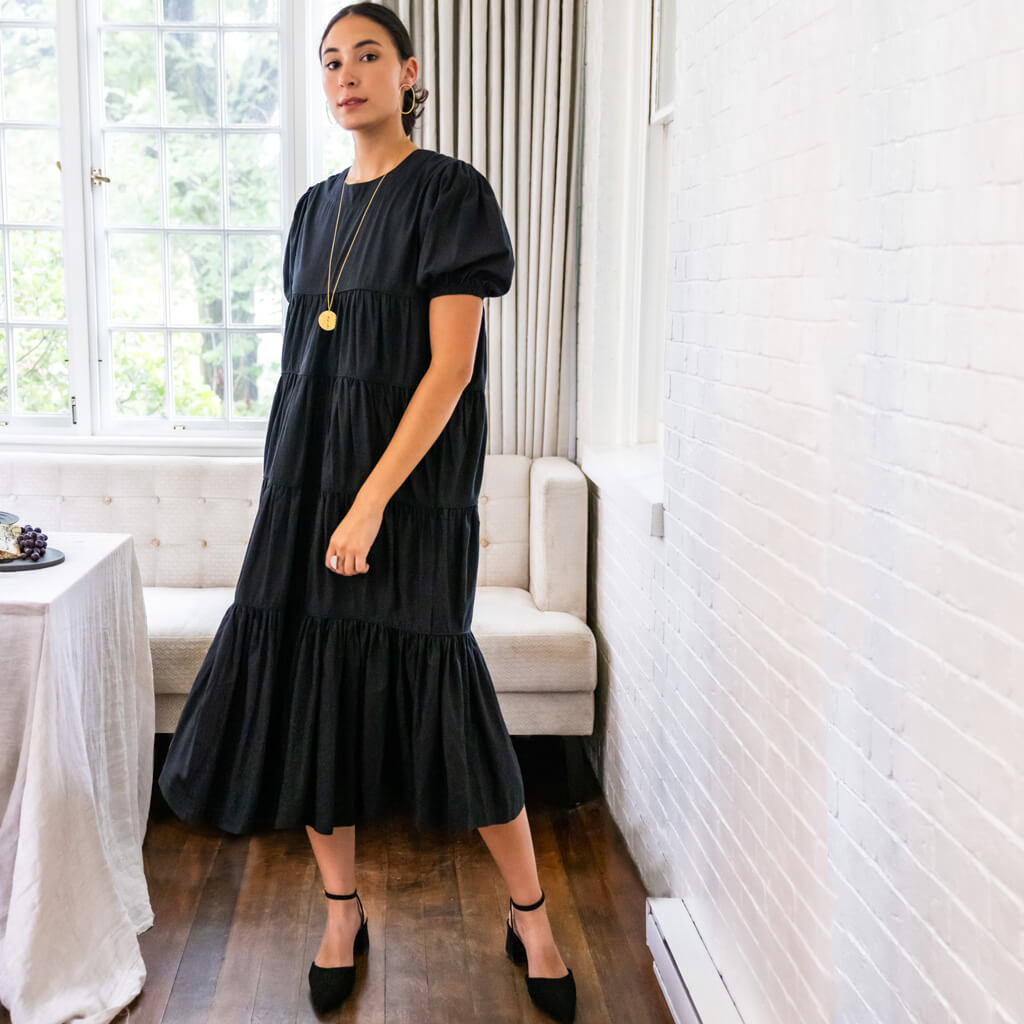 black midi ruffle dress SALE - Tiered Ruffle Dress