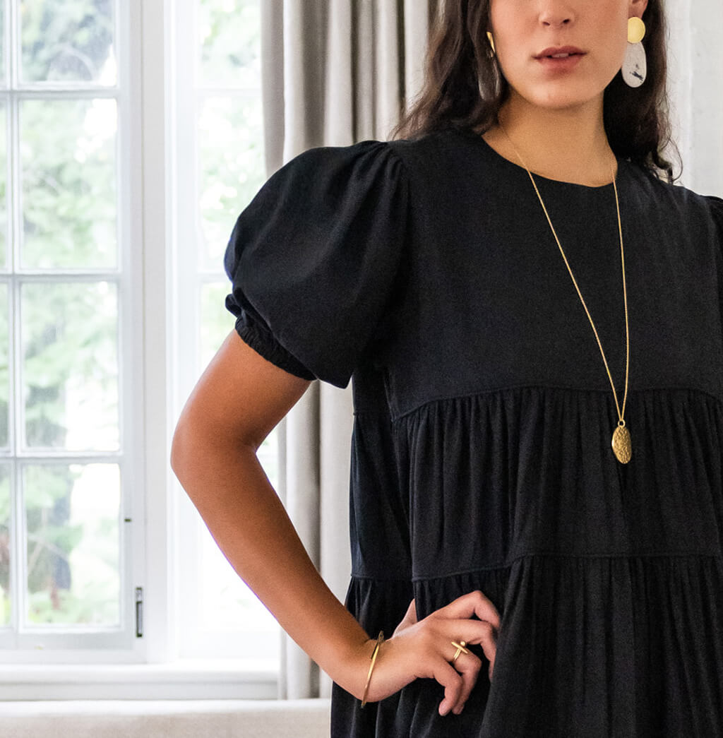 Black Ruffle Dress - Ethically Made Fashion by MULXIPLY Black Ruffle Dress - Ethically Made Fashion by MULXIPLY