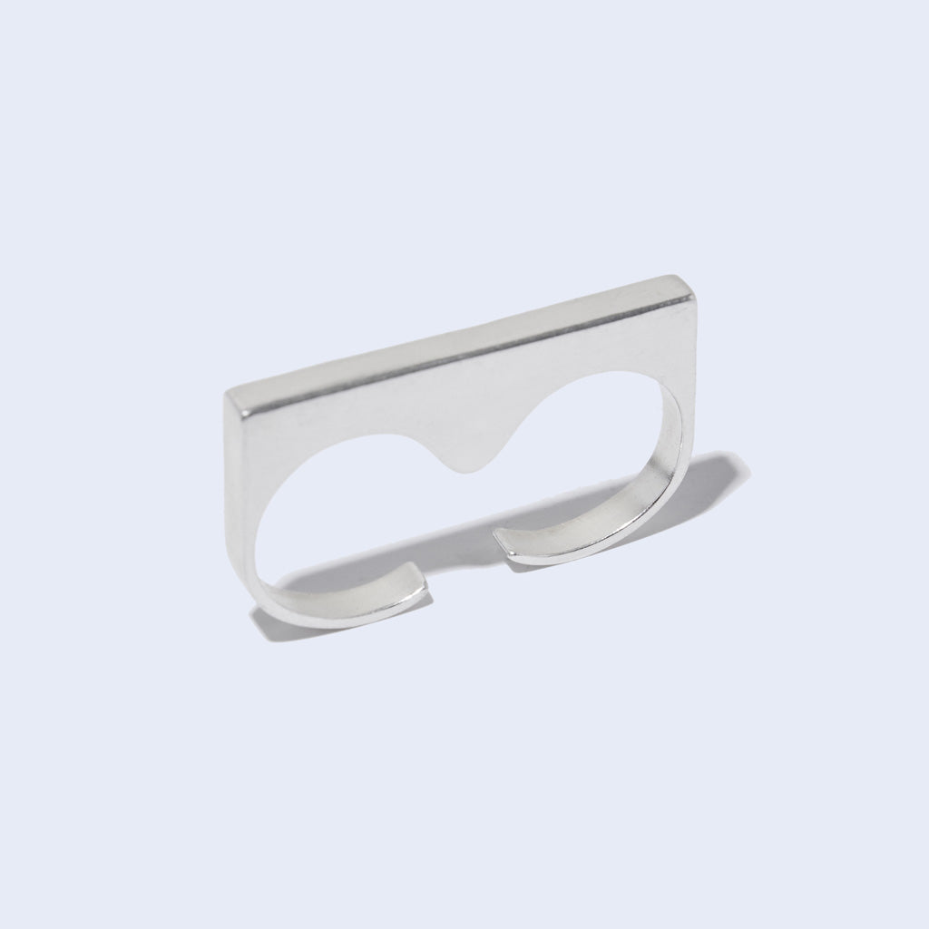 Bridge Double Finger Ring in Sterling Silver by Mulxiply
