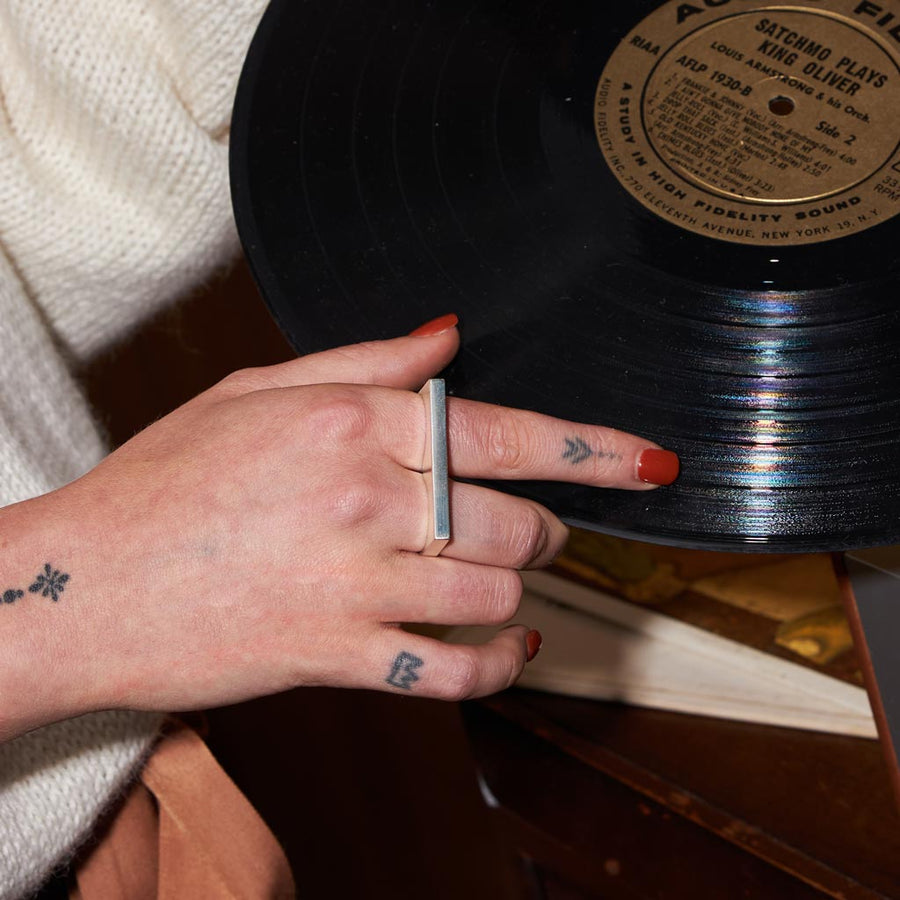 Bridge Double Finger Ring in Sterling Silver by Mulxiply