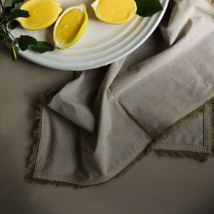 Tan napkins. Handmade in Nepal. For Mulxiply and Ember in Portland, Maine