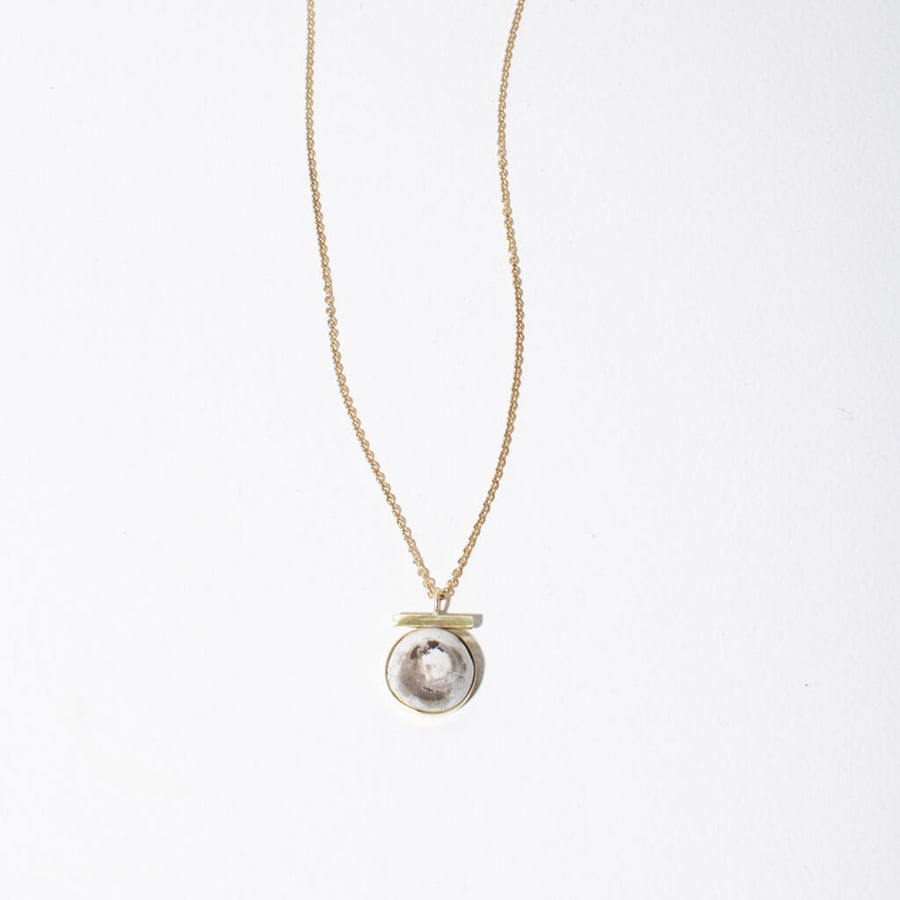 SALE - Sticks and Stones Mini Necklace in Raku Pottery and Brass