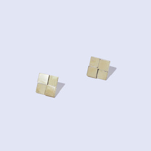 Tiny Checkers Earrings in Brass by Mulxiply