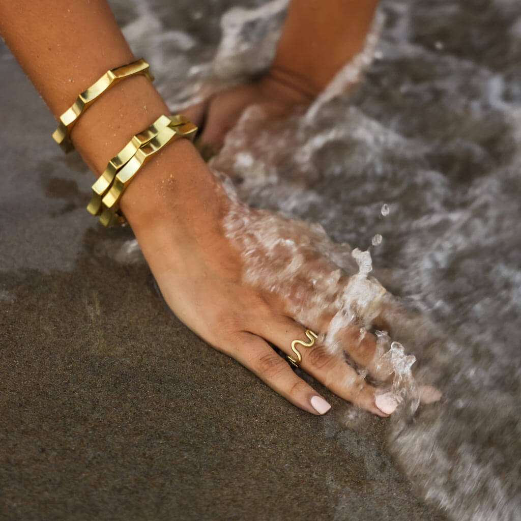Crown Adjustable Bracelet - Brass