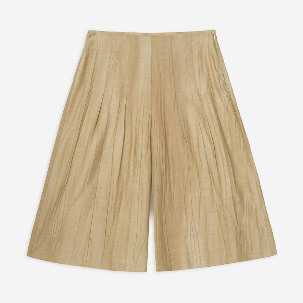 Linen Blend Culotte Shorts in Sand