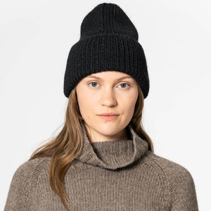 Black beanie, ethically crafted in nepal