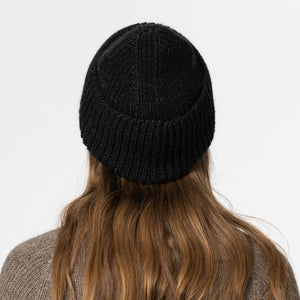 Stylish black beanie hat for winter