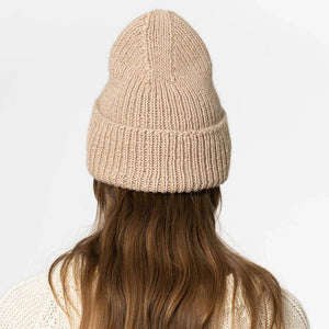 Stylish winter beanie in sand color