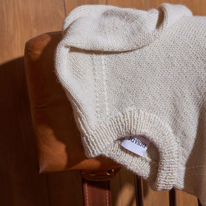 Chunky hand knit off white sweater by Dinadi for Mulxiply