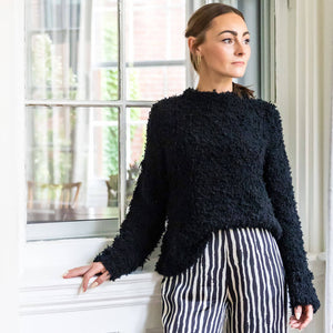 Festive black cashmere sweater by Dinadi for Mulxiply