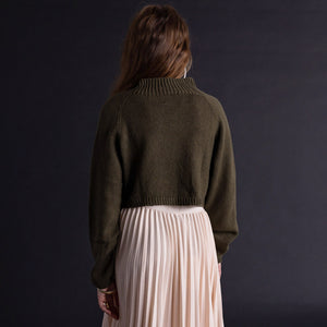 Handmade sweater in olive green