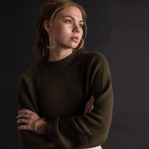 Handmade sweater in olive green