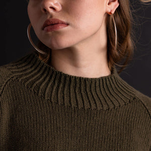 Ethically crafted sweater in olive green by Dinadi