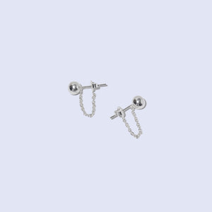 Tethered Droplet Earrings in Sterling Silver with connected backing