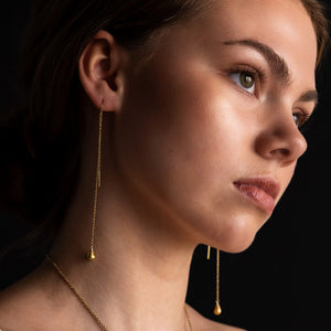 Dramatic threader earrings in brass