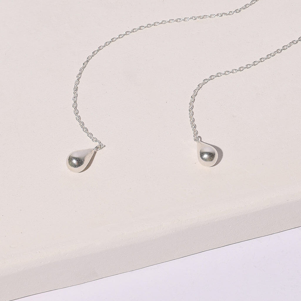 PRE-ORDER Pod Droplet Threader Earrings - Sterling Silver