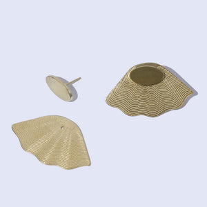 Japanese-inspired fan statement earrings. Museum quality, modern jewelry designs by Mulxiply