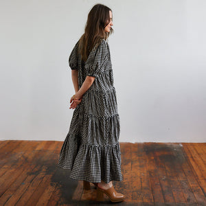 Handmade sundress in black and white gingham by Mulxiply