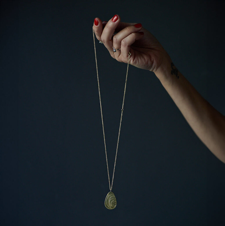 Kintsugi Pod Pendanr Necklace in Brass by Mulxiply