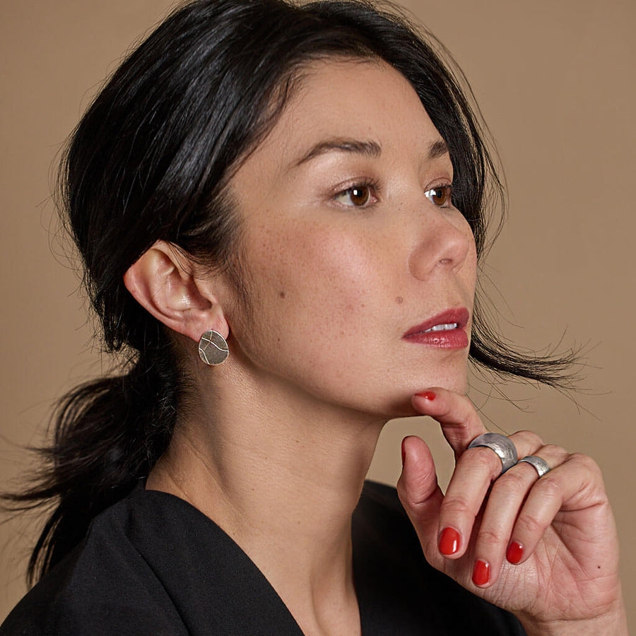 Kintsugi Pod Earrings in Sterling Silver by Mulxiply